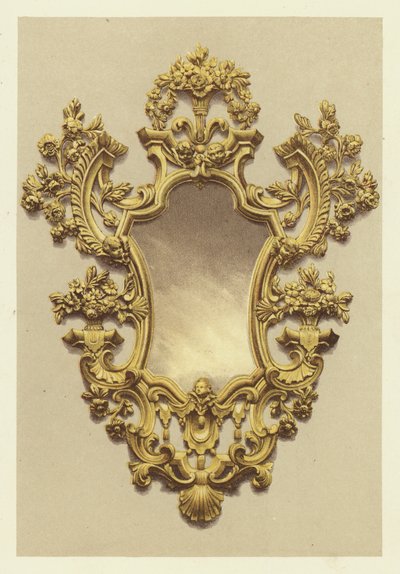 Mała rama lustra z rzeźbionego i pozłacanego drewna autorstwa English School